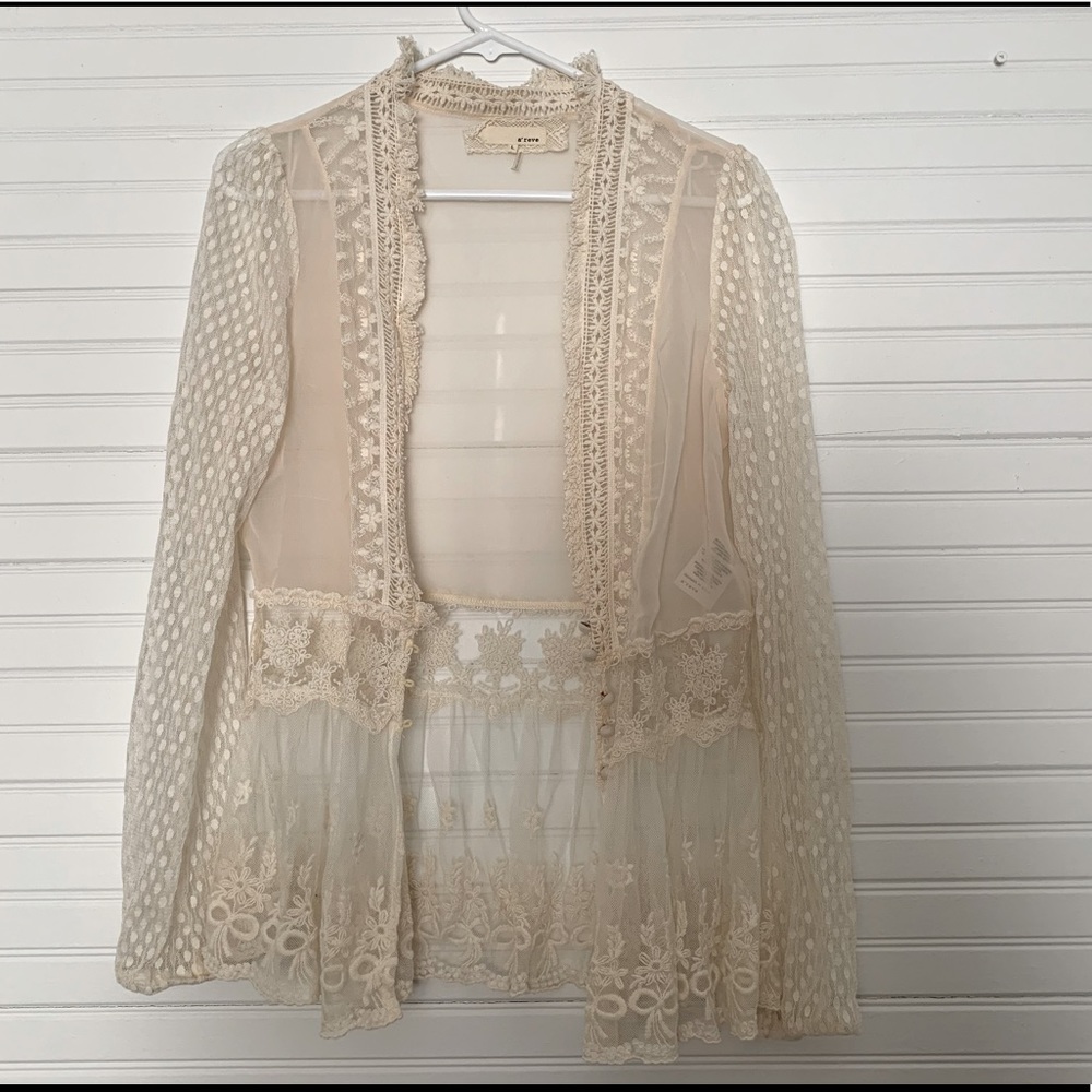 A’Reve Sheer Lace Cardigan